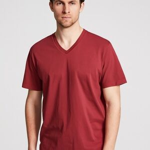 Vince Pima Cotton V-Neck T-Shirt Red